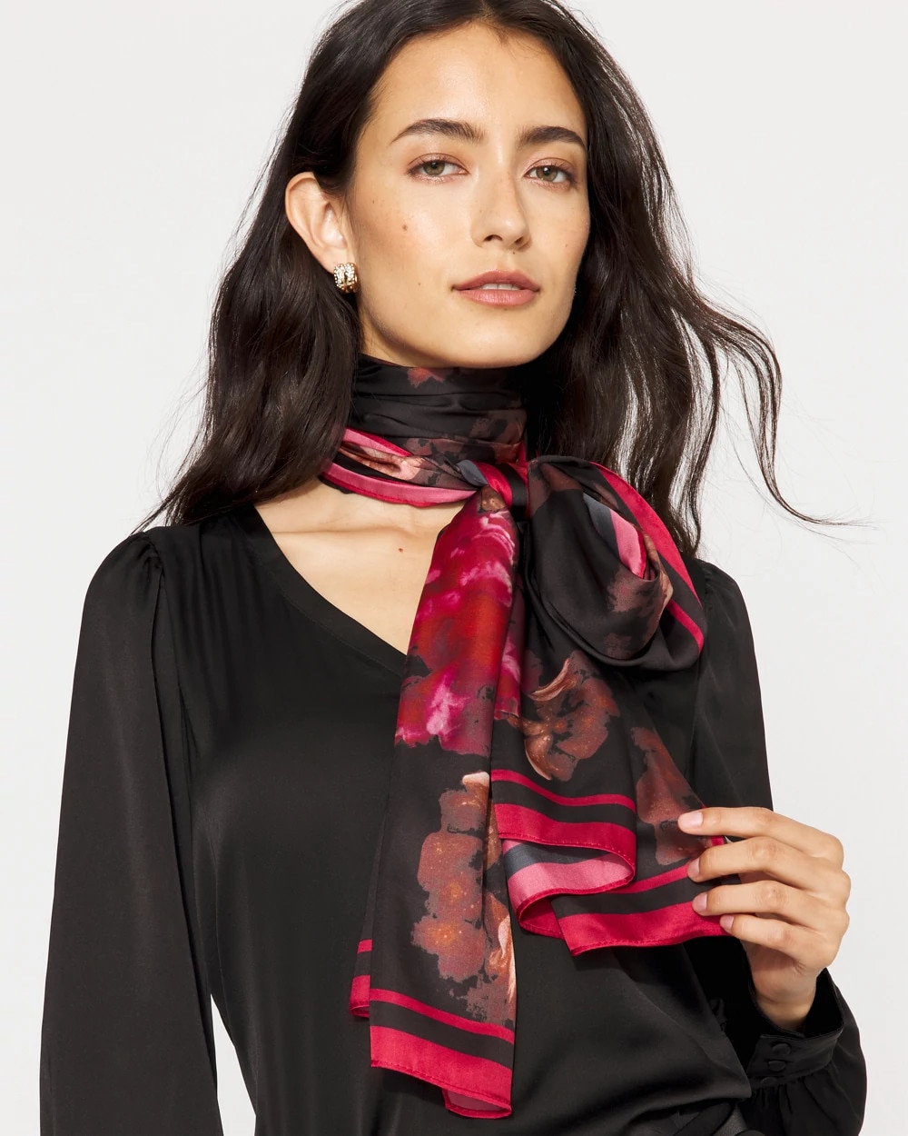 Twill Floral Oblong Scarf