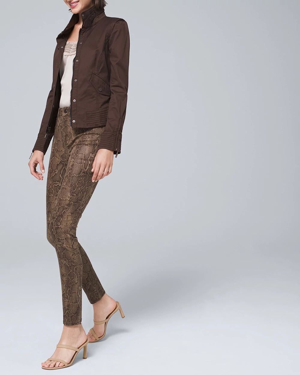 Petite High-Rise Snake-Print Skinny Jeans