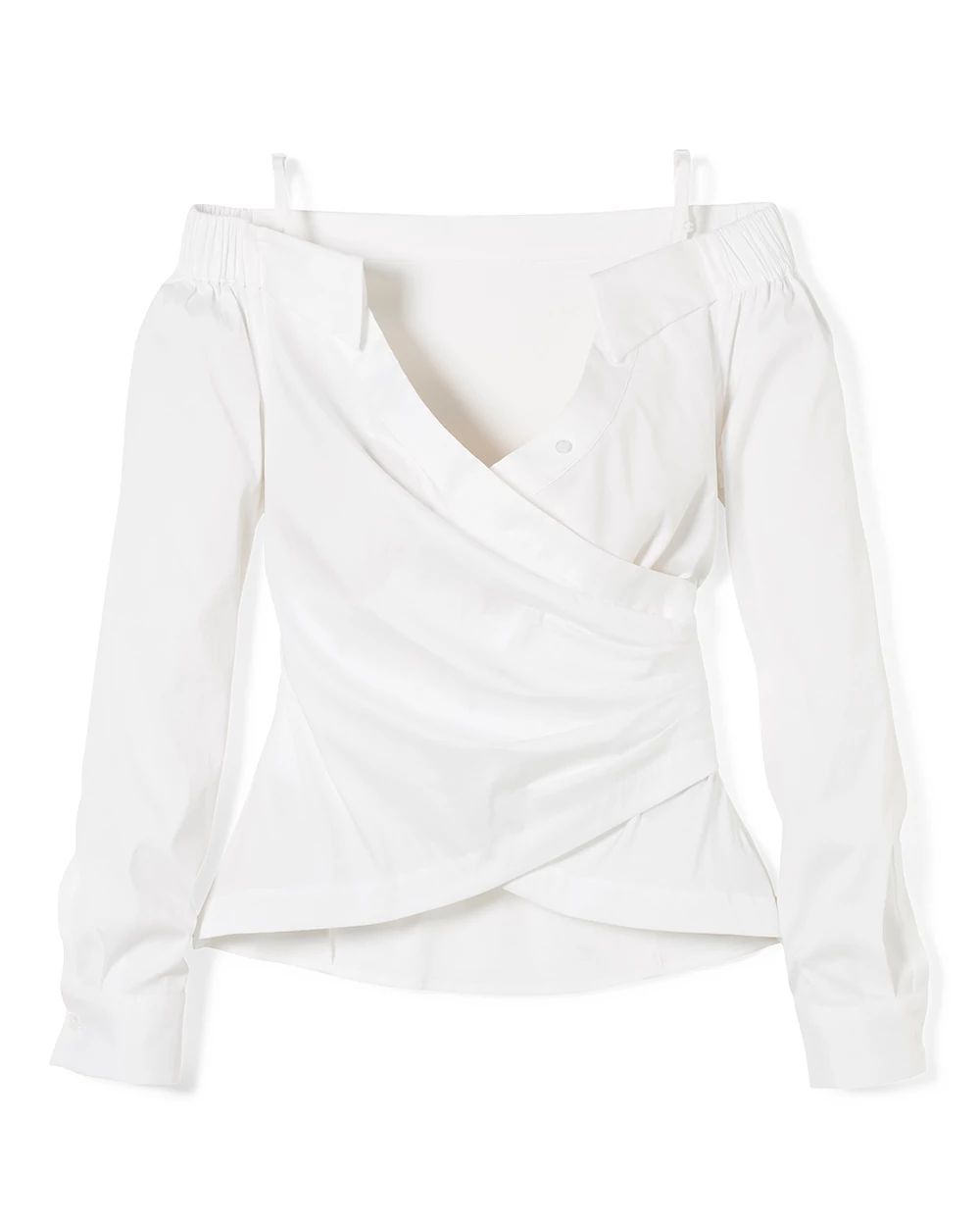 Off the Shoulder Poplin Surplice Top