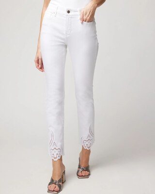 High-Rise Cutout Hem Bootcut Crop Jeans