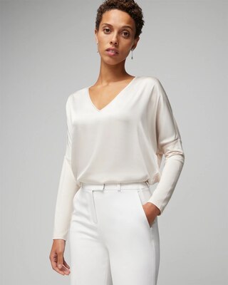 Woven Front Long Sleeve Tee