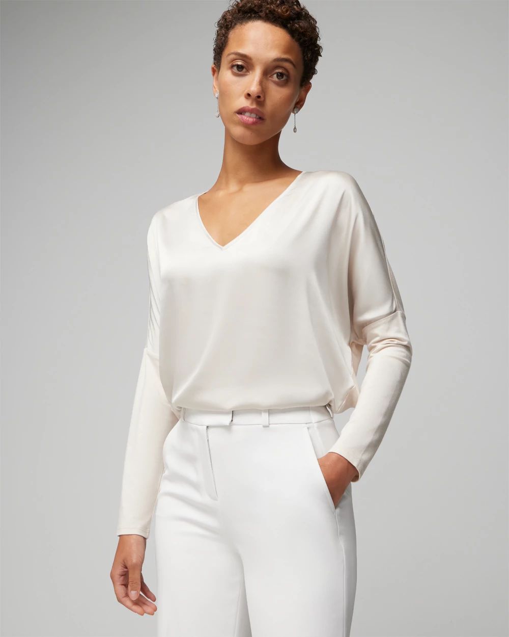 Woven Front Long Sleeve Tee