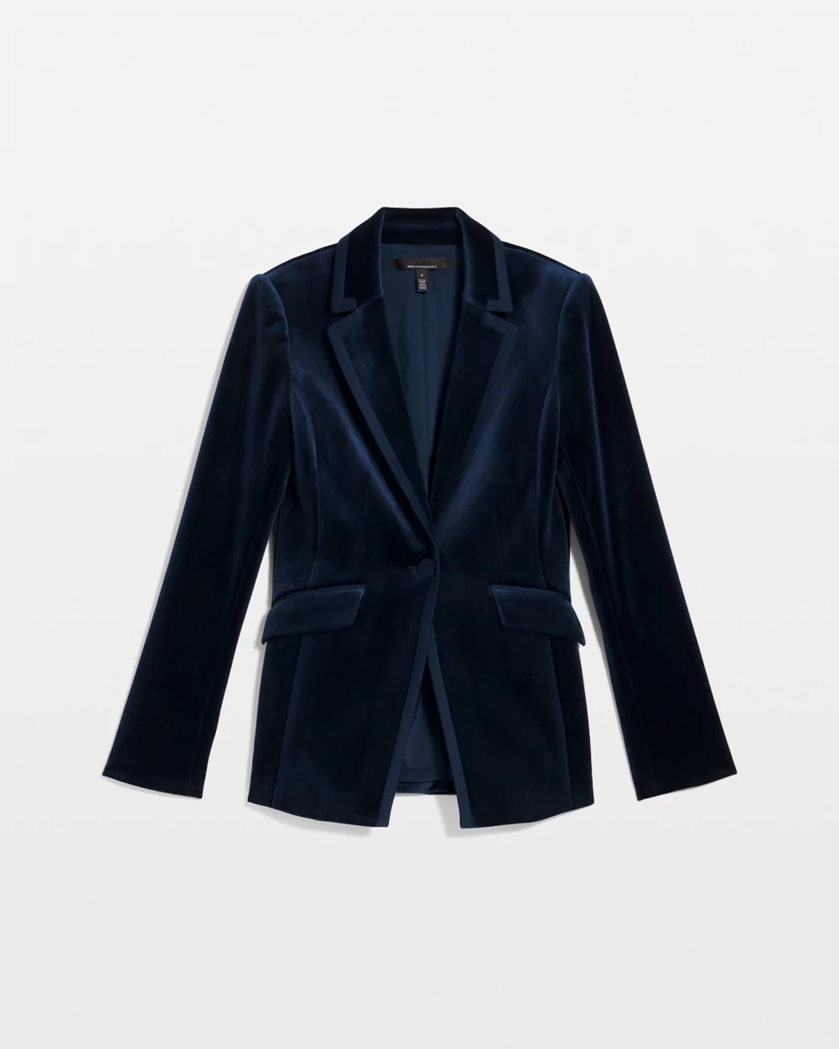 White House Black Market Petite One-button Velvet Blazer In Blue