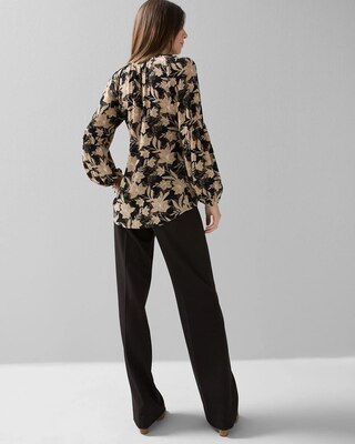 Long Sleeve High-Low Printed Blouse