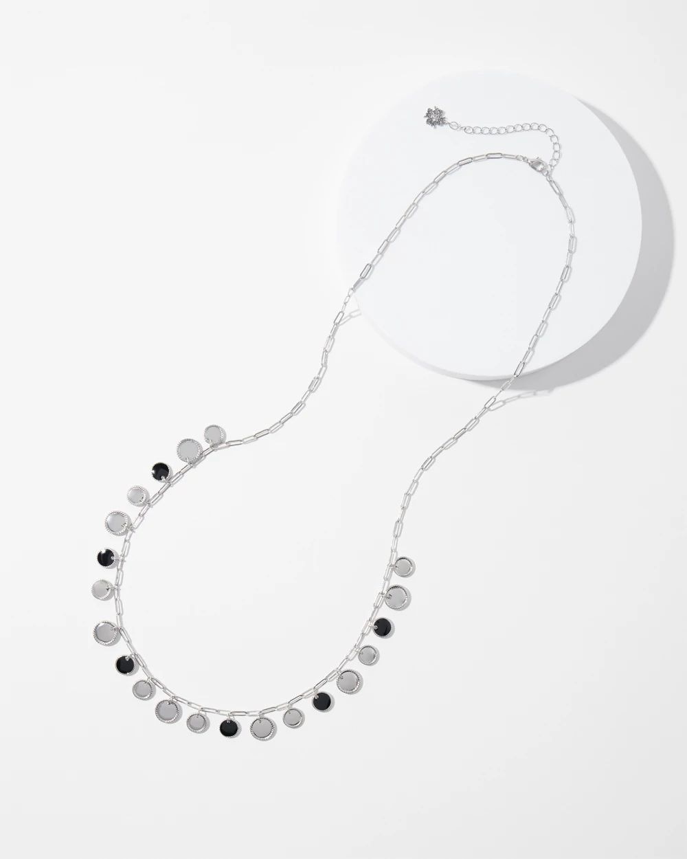 Silver + Black Disc Necklace