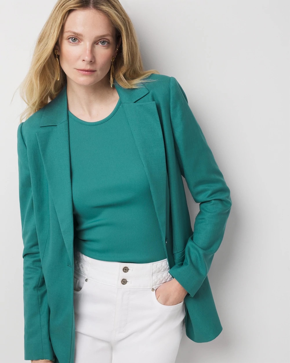 Lyocell-Blend One-Button Blazer - image 5
