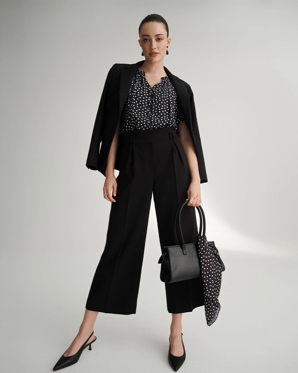 Pleated Cropped Wide Leg Pant