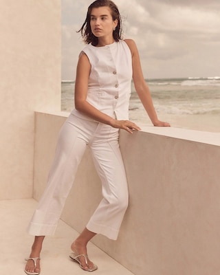 High-Rise Wide Leg Cropped Jeans click to view larger image.