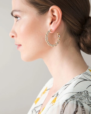 Mixed-Metal Rope Link Hoop Earrings