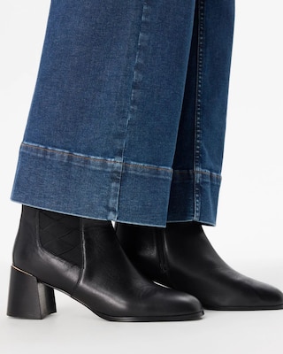 Faux Leather Heeled Ankle Boots