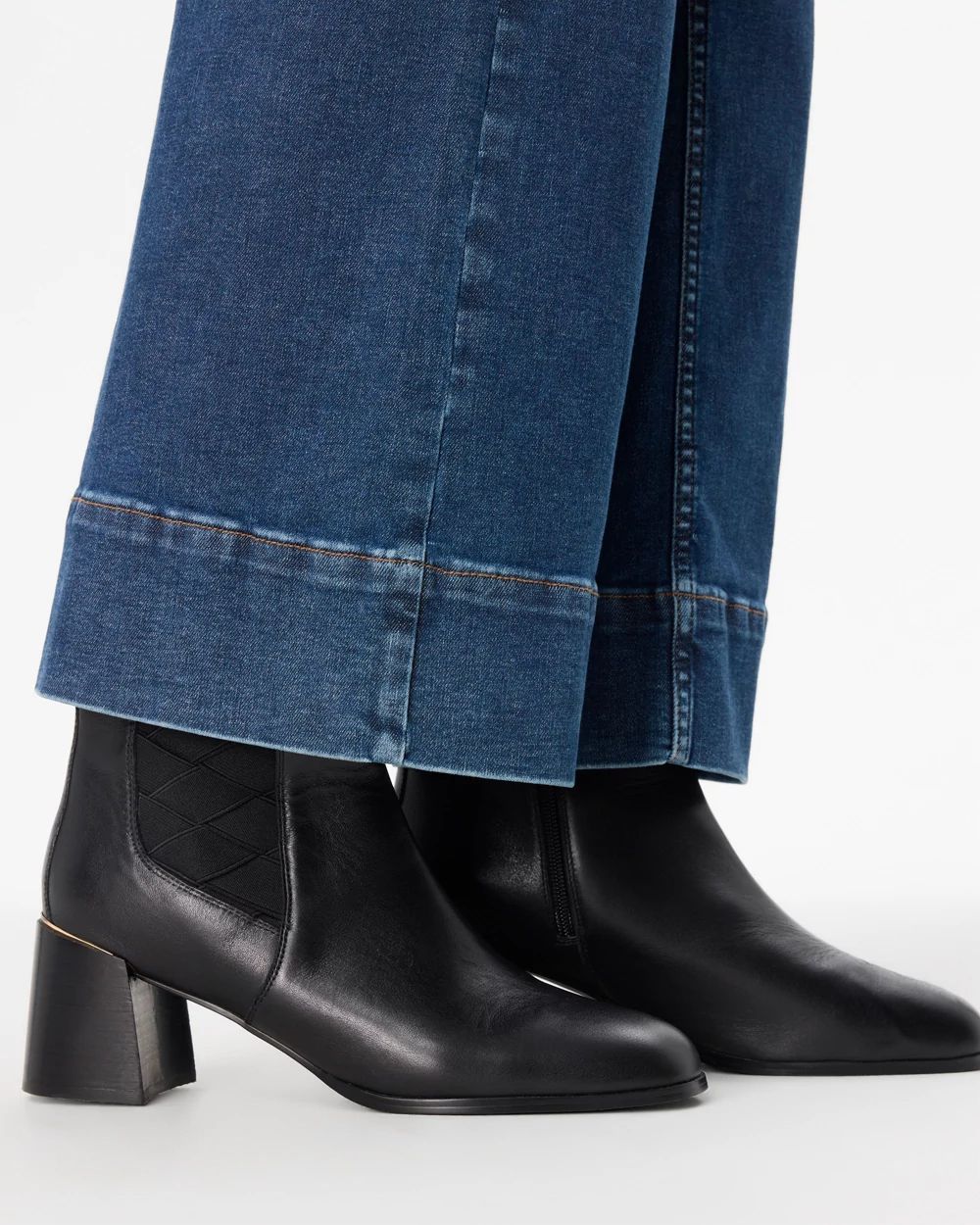 Faux Leather Heeled Ankle Boots
