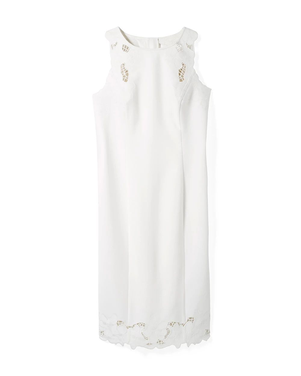 Sleeveless White Lace Trim Dress