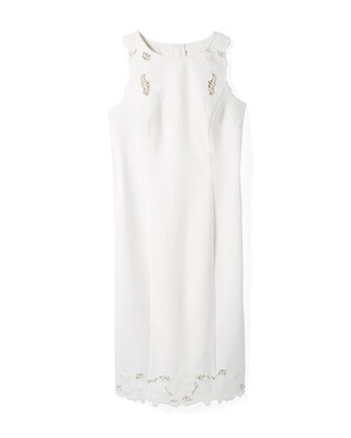 Sleeveless White Lace Trim Dress