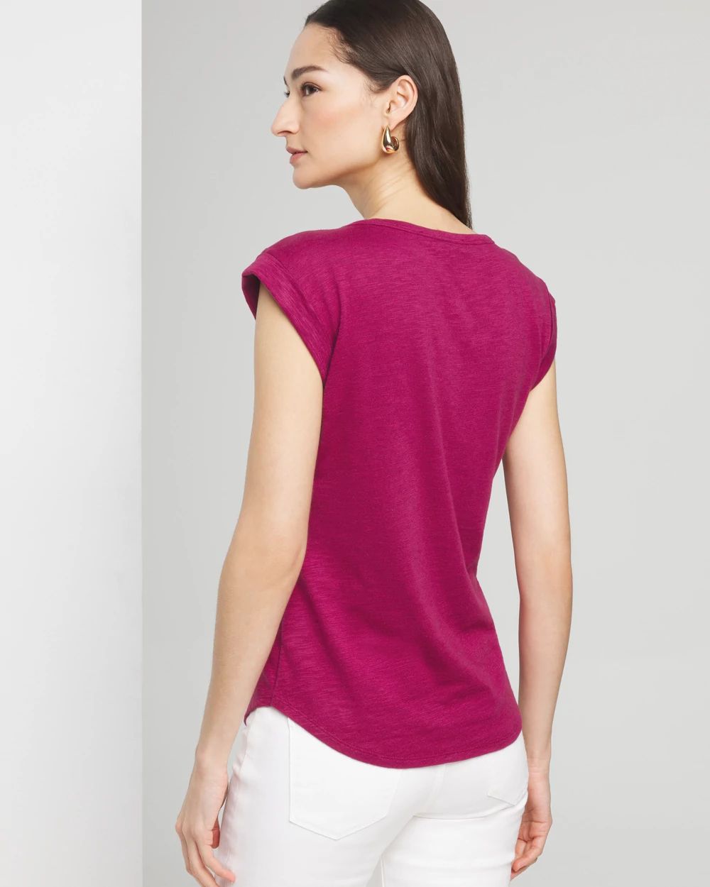 Lace-Up Shoulder Scoop Tee