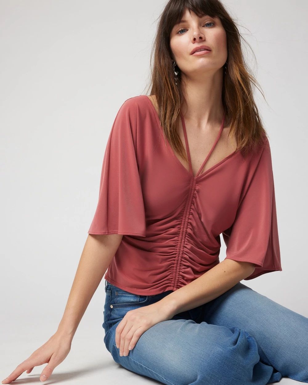 Matte Jersey Ruched Front Top