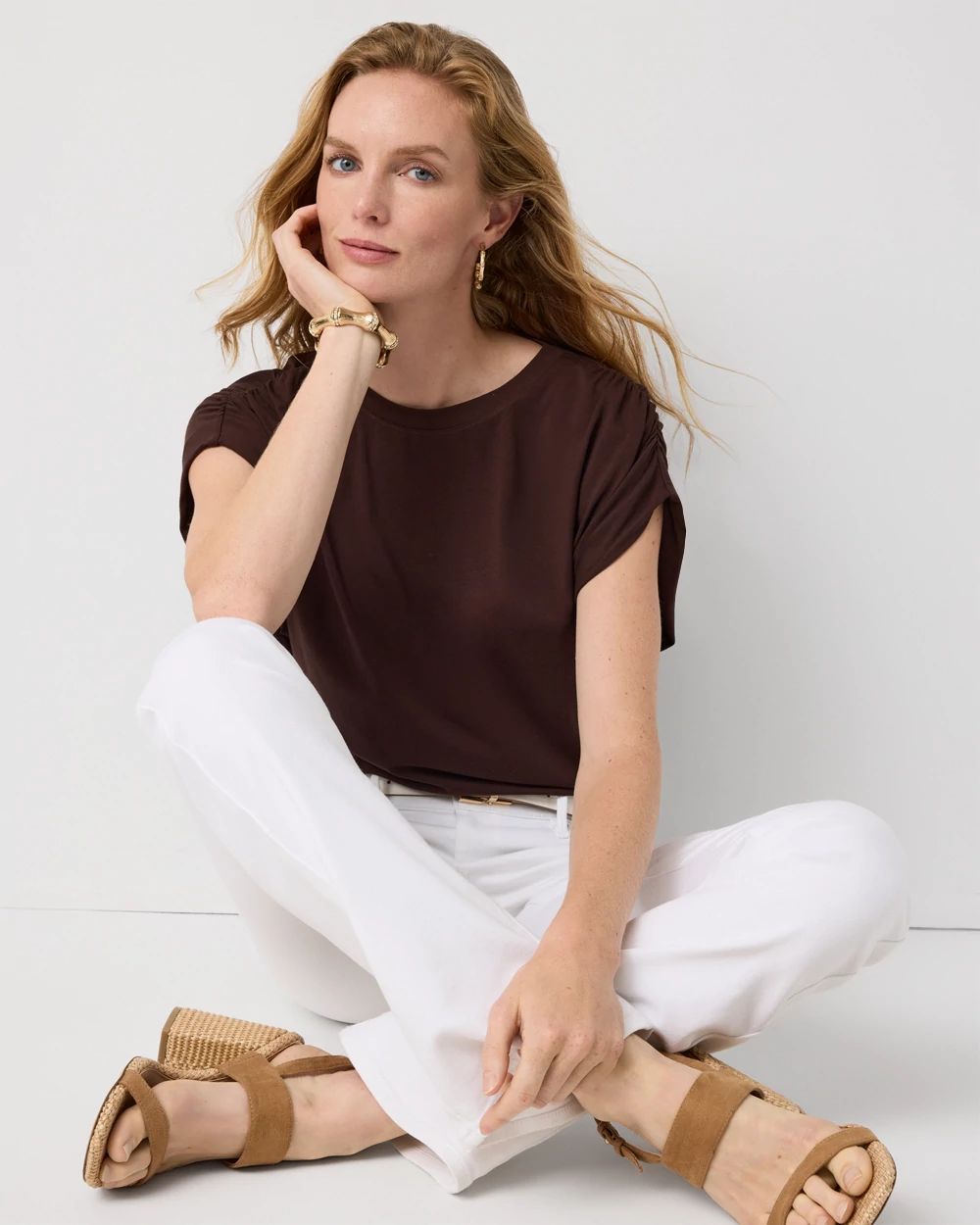 Ruched Shoulder Tee click to view larger image.