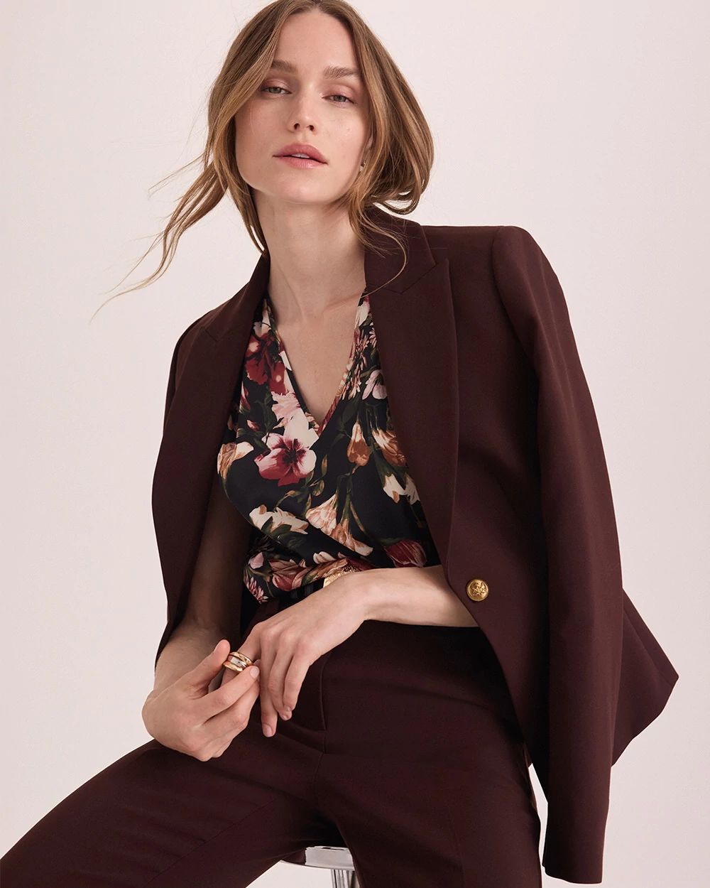 Luxe Stretch Cropped One-Button Blazer
