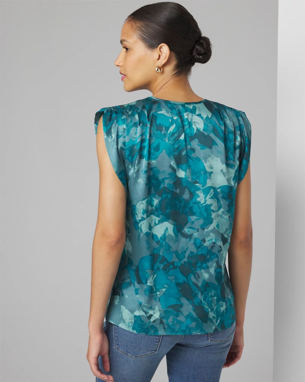Petite Ruched Shoulder Shell Top