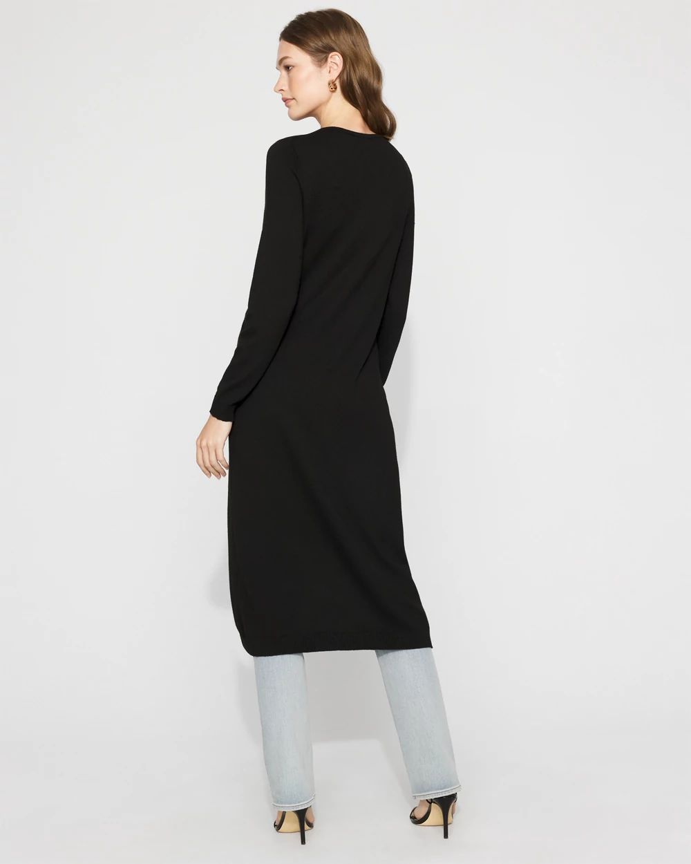 Button-Front Duster Cardigan Sweater