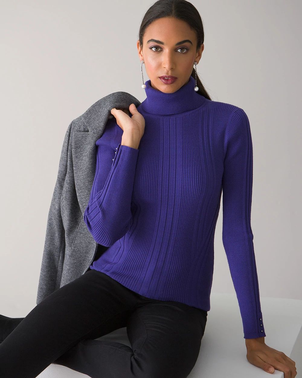 Long Sleeve Transfer Rib Turtleneck