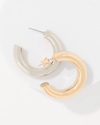 Mixed Metal Front to Back Hoop Earrings click to view larger image.