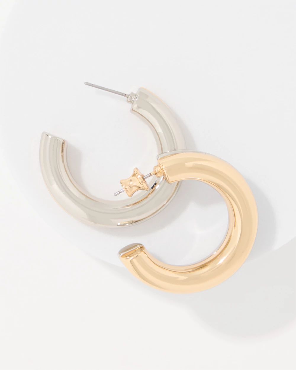 Mixed Metal Front to Back Hoop Earrings click to view larger image.