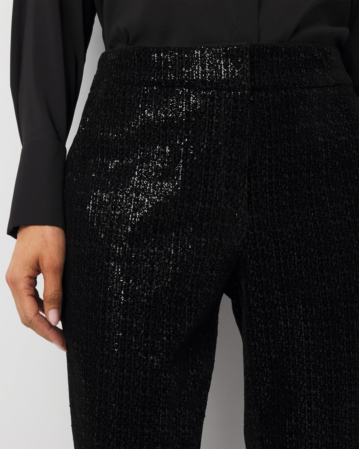 White House Black Market Zoey Sequin Velvet Straight Pants In Black
