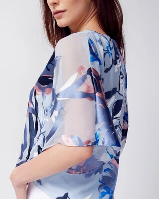 Printed Kimono-Sleeve Top