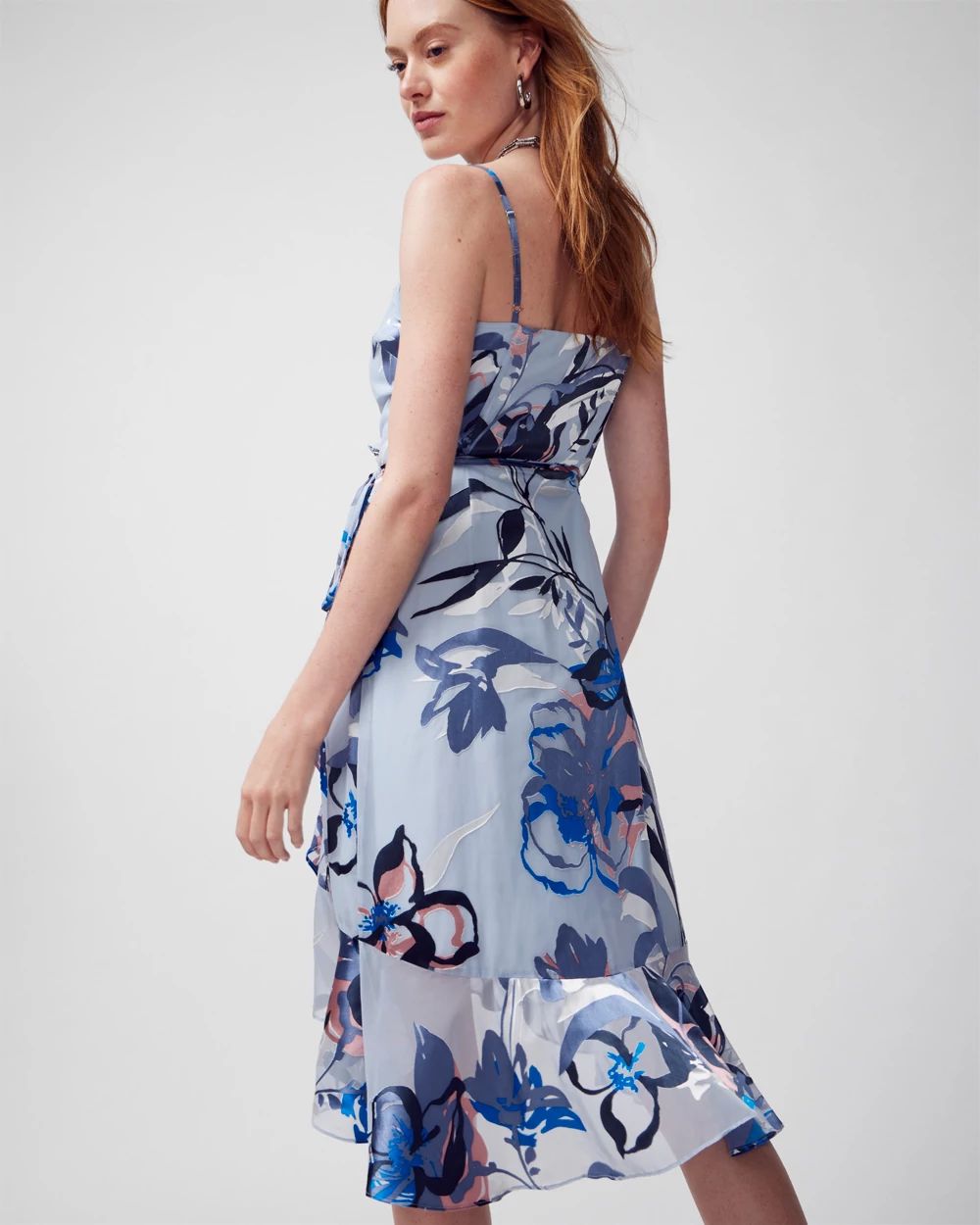 Ruffle Burnout Midi Wrap Dress
