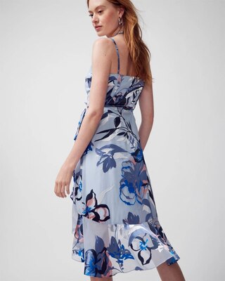 Ruffle Burnout Midi Wrap Dress