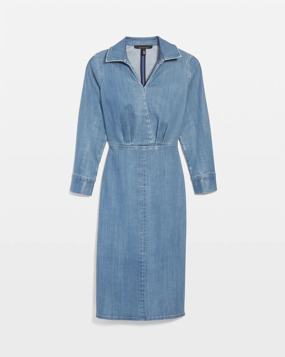 Clear Coated Denim Midi Dress click to view larger image.