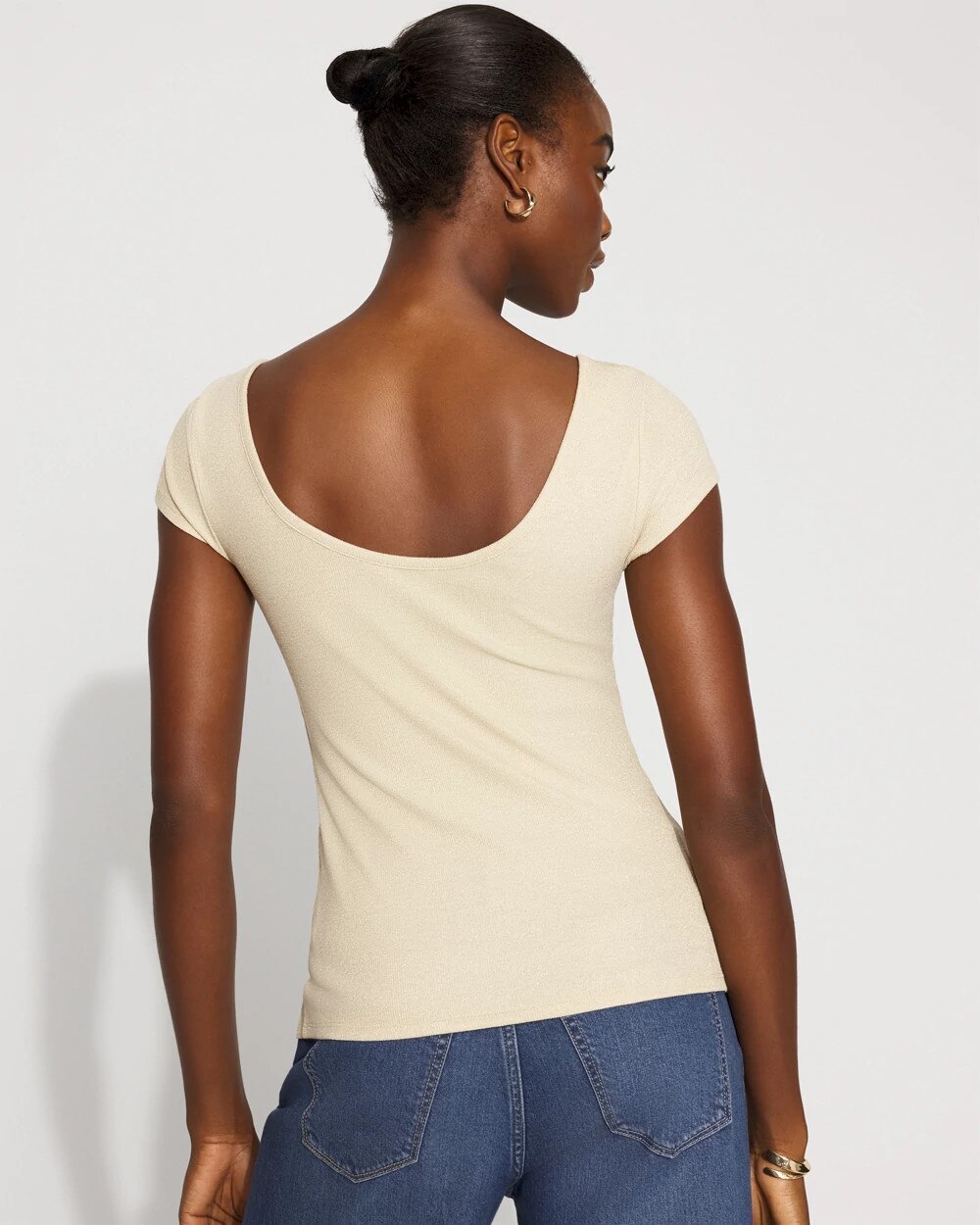 WHBM FORME Ribbed Stretch Metallic Tee - image 4