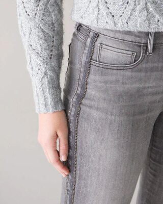 High-Rise Rhinestone Stripe Straight Jeans
