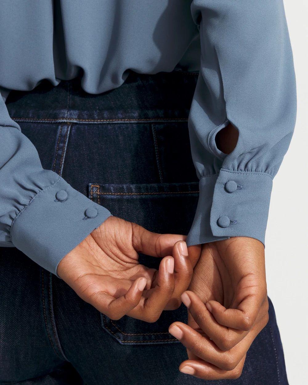 Long-Sleeve Button-Up Blouse click to view larger image.