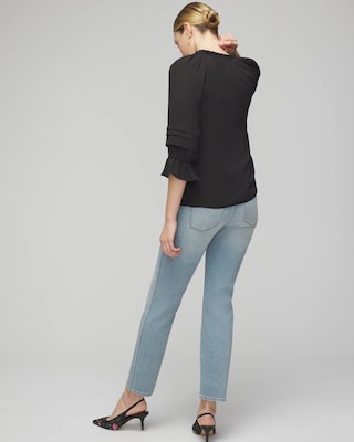 Elbow Sleeve V-Neck Blouse click to view larger image.