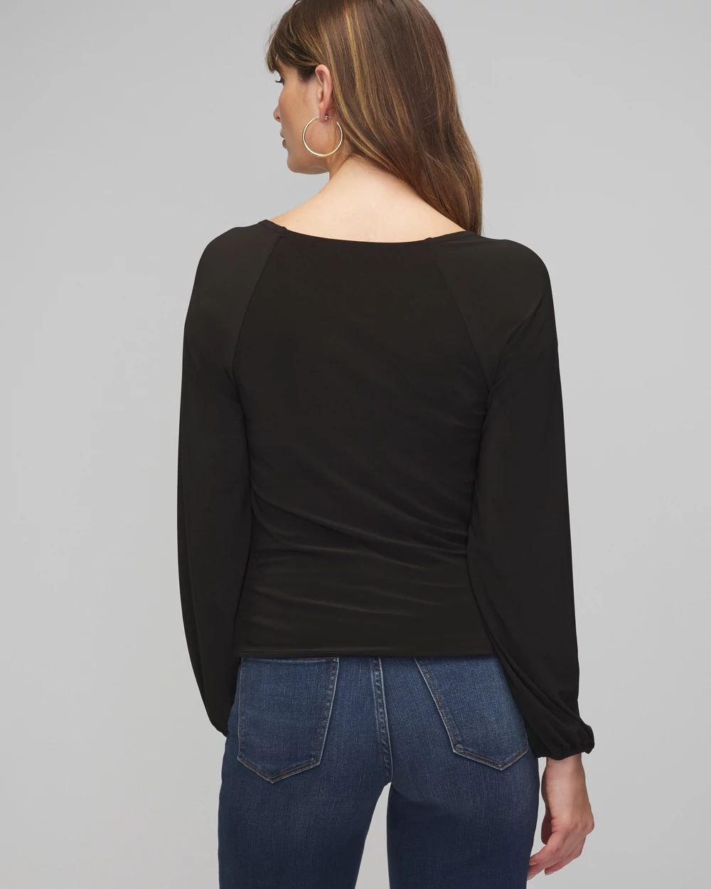 Long Sleeve Ruched Chain Matte Jersey Top click to view larger image.