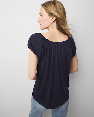 Shirred Scoop Neck Top click to view larger image.