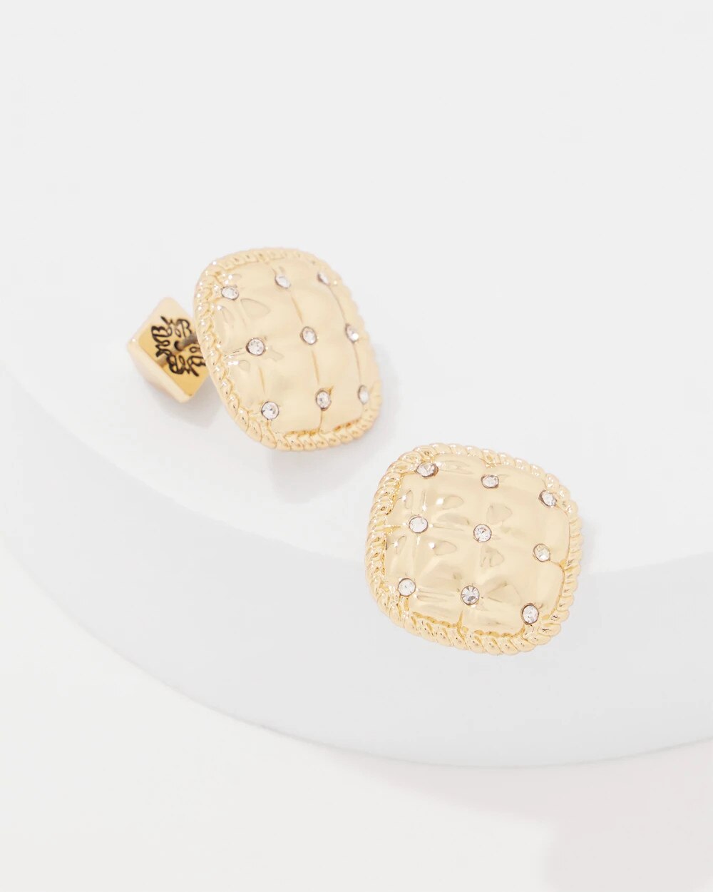 Quilted Pave Stud Earrings - image 4