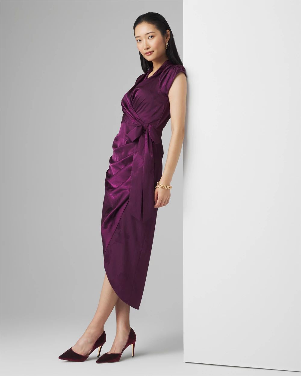 Draped Midi Dress click to view larger image.