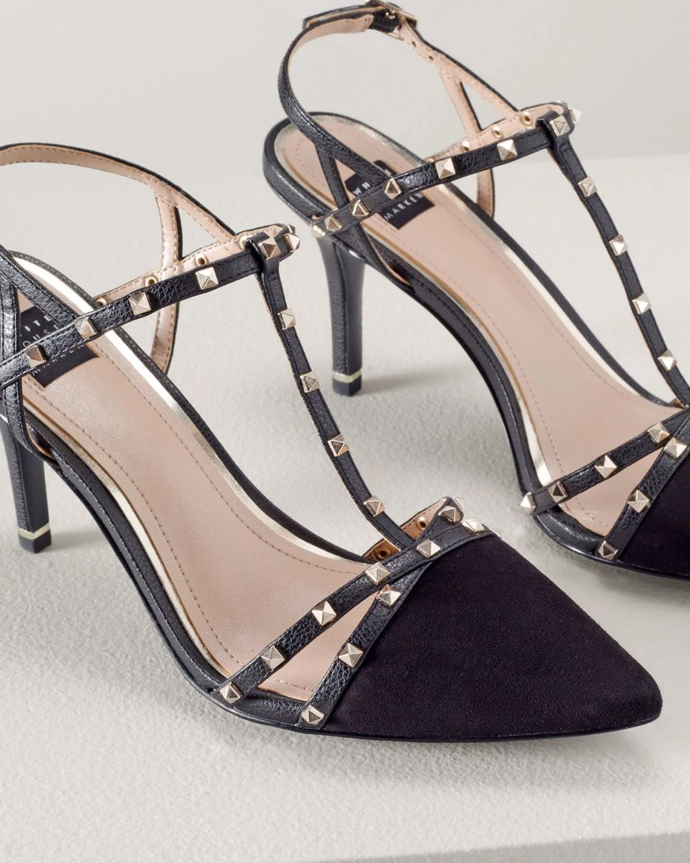 Strappy Studded Mid-Heel Pump