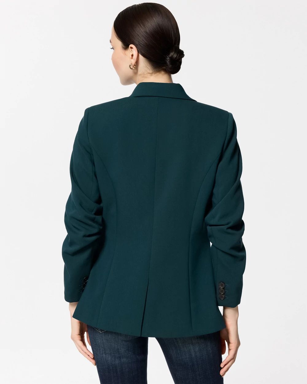 Luxe Stretch Ruched Sleeve Blazer click to view larger image.