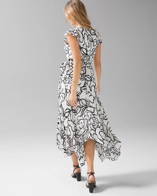 Short Sleeve Surplice Wrap Midi Dress