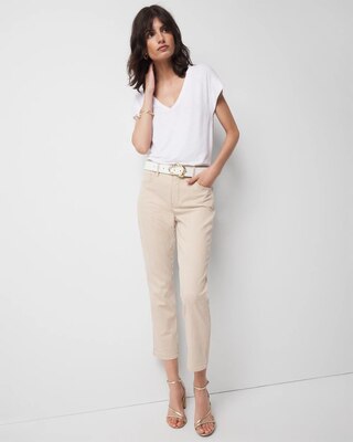Petite High-Rise Striped Straight Jean