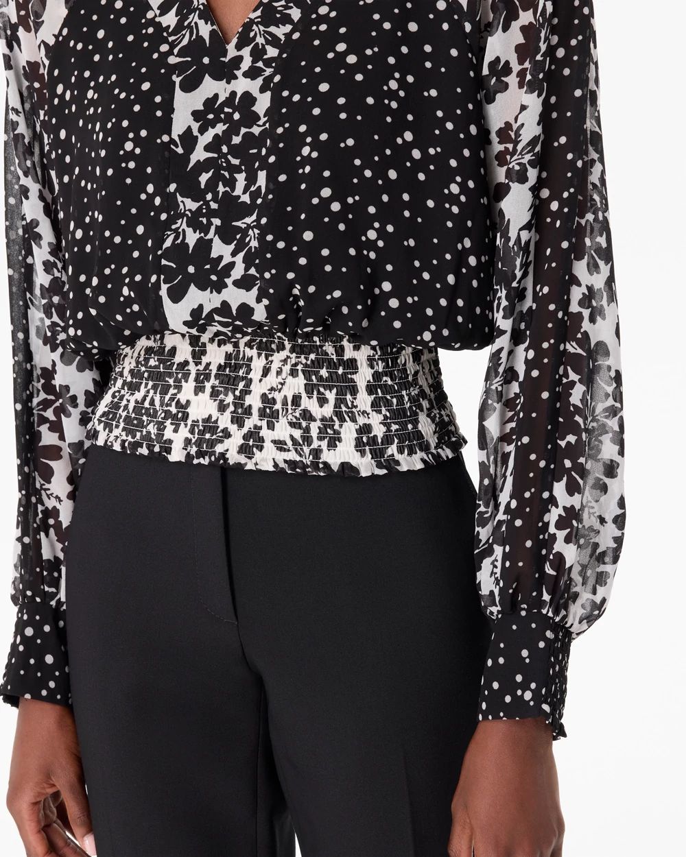 Smocked Waist Chiffon Blouse click to view larger image.