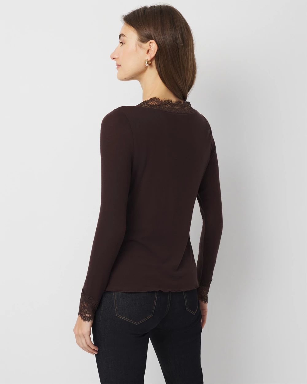 Lace Trim Long Sleeve Tee click to view larger image.