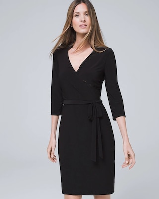 Reversible Floral/Solid Faux Wrap Dress