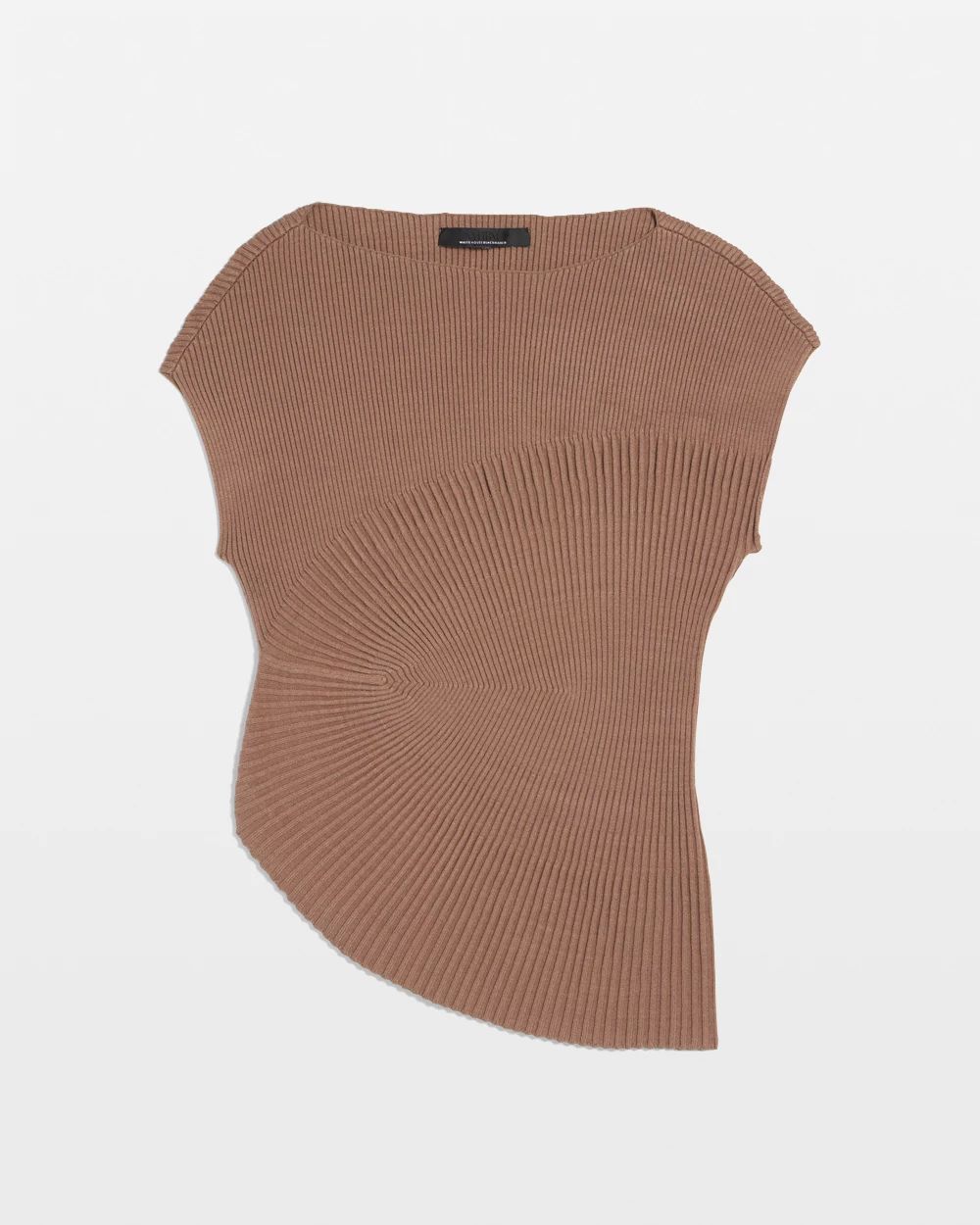 Asymmetric Rib Mock Neck Sweater