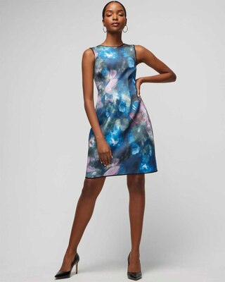 Printed Scuba Fit-and-Flare Dress click to view larger image.