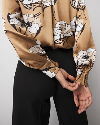 Long Sleeve Cuff Satin Shirt click to view larger image.