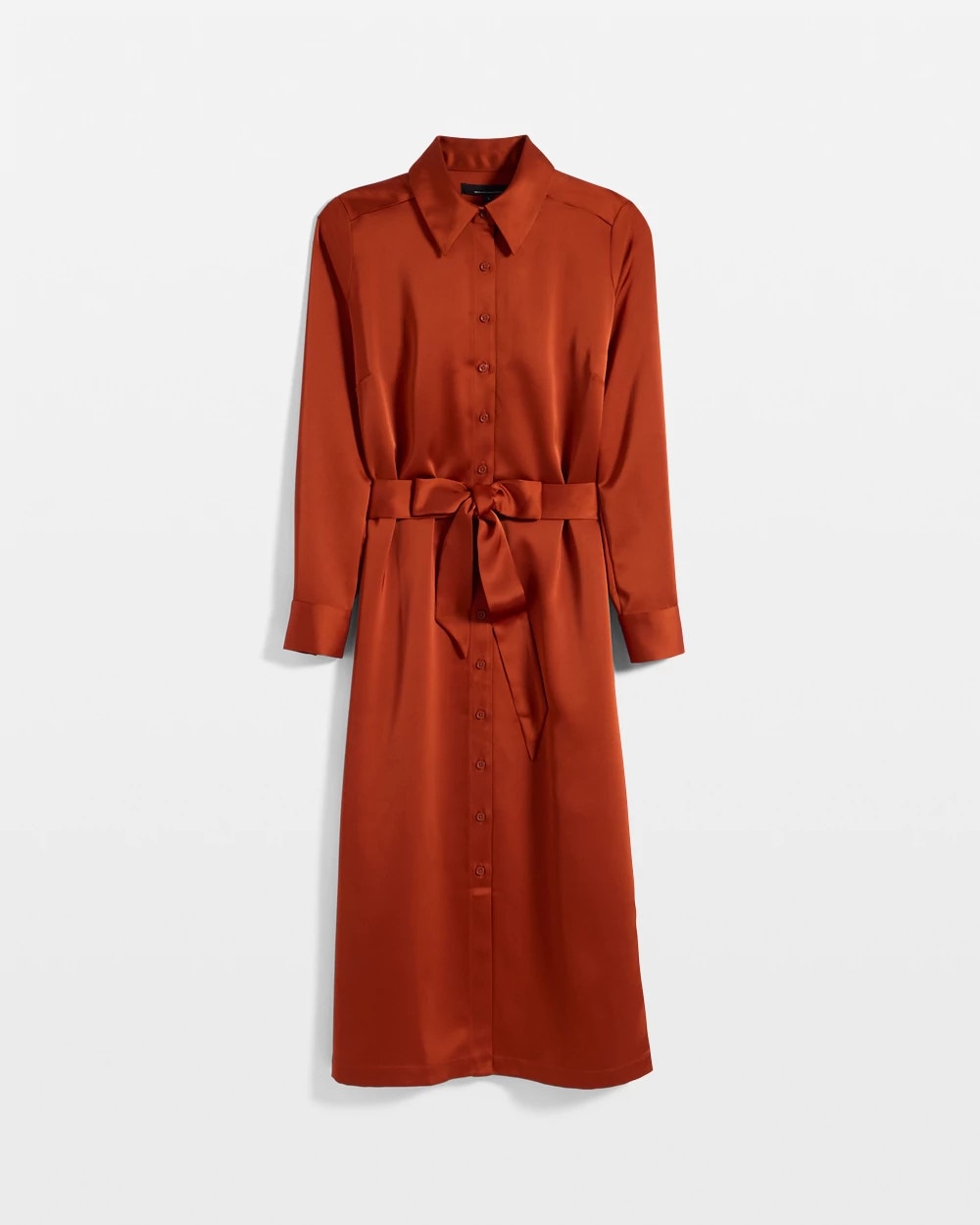 Petite Satin Midi Shirt Dress